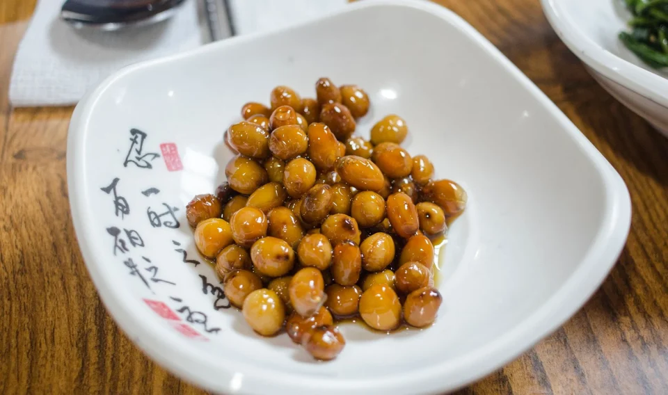 Close-up of fermented soybeans